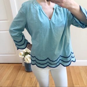Blue Scalloped Boden Top